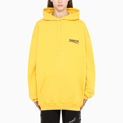 Shop Balenciaga Yellow Logo-embroidery Hoodie