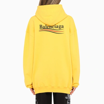 Shop Balenciaga Yellow Logo-embroidery Hoodie