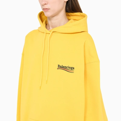Shop Balenciaga Yellow Logo-embroidery Hoodie