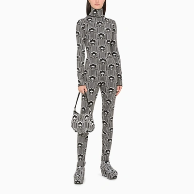 Shop Prada Black/white Jacquard Knitted Overall In Multicolor