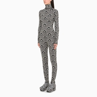 Shop Prada Black/white Jacquard Knitted Overall In Multicolor