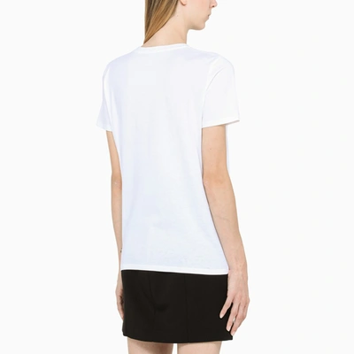 Shop Balmain White T-shirt With Flocked Logo