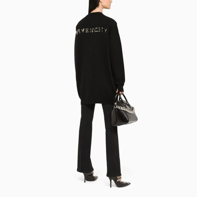 Shop Givenchy Black Long Cardigan With Studded Logo