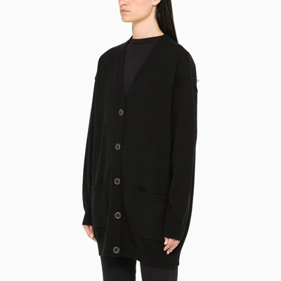 Shop Givenchy Black Long Cardigan With Studded Logo