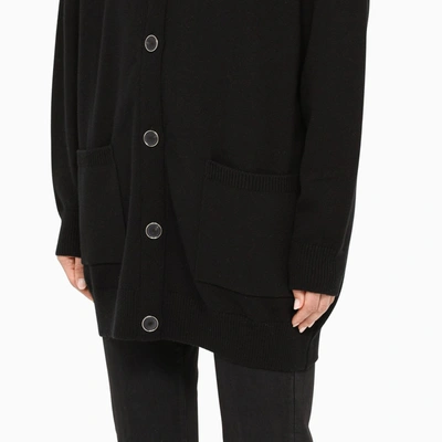 Shop Givenchy Black Long Cardigan With Studded Logo