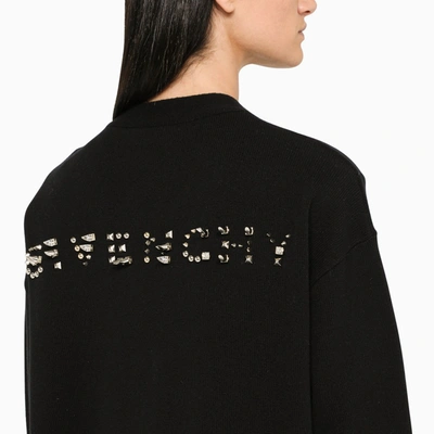 Shop Givenchy Black Long Cardigan With Studded Logo