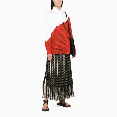 Shop Jil Sander Black/white Fringed Skirt In ["black"/ "white"]