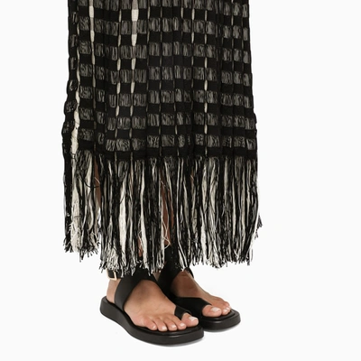 Shop Jil Sander Black/white Fringed Skirt In ["black"/ "white"]