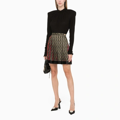 Shop Versace Pleated Geometric-print Skirt In Multicolor