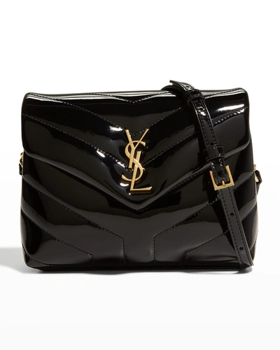 Shop Saint Laurent Loulou Toy Ysl Patent Leather Crossbody Bag In 1000 Nero