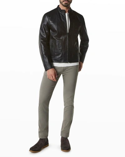 Shop Andrew Marc Men's Monterey Leather Racer Jacket In Black