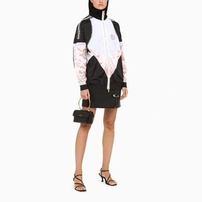 Shop Versace Black/white/pink Zipped Sweatshirt