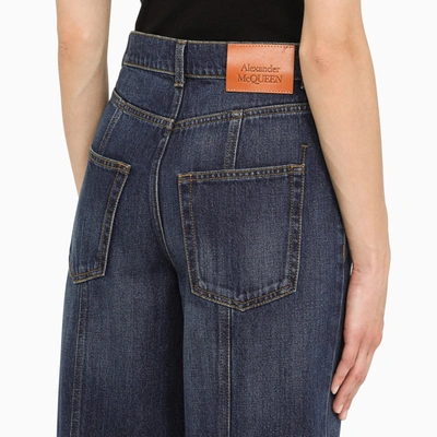 Shop Alexander Mcqueen Wide Leg Denim Trousers In Blue