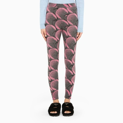 Shop Prada Grey Leggings With Pink Motif