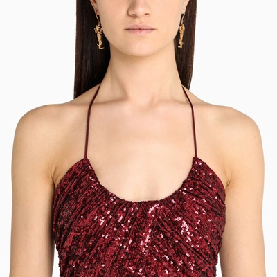 Shop Saint Laurent Strawberry Sequin Short Dress In Red