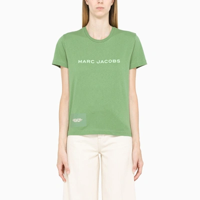 Shop Marc Jacobs Green T-shirt With Contrasting Logo Lettering