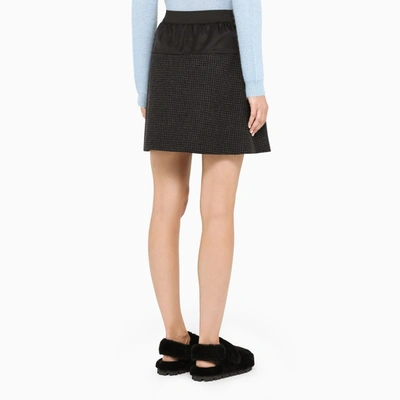 Prada Black/anthracite Checked Mini Skirt With Pouch In Grey 