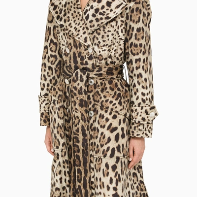 Shop Dolce & Gabbana Leopard-print Double-breasted Trench