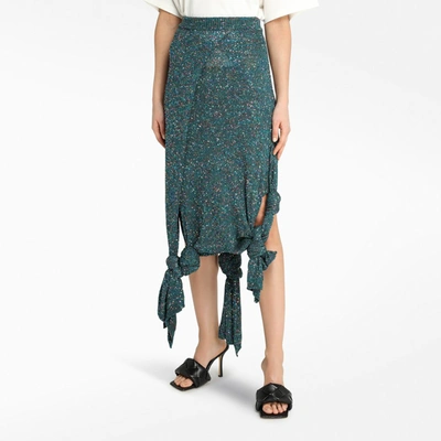 Shop Loewe Petroleum-glitter Knot Detailing Skirt In Blue