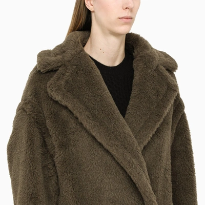 Shop Max Mara Khaki Double-breasted Coat In Green