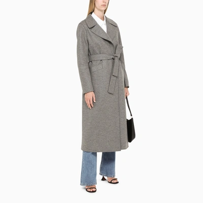 Shop Harris Wharf London Grey Wool Single-breasted Coat