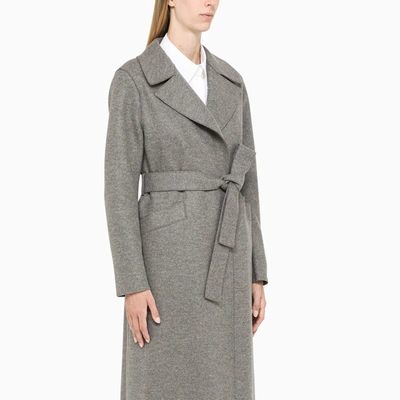 Shop Harris Wharf London Grey Wool Single-breasted Coat