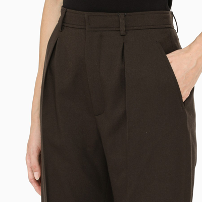 Shop Saint Laurent Brown Wool Shorts