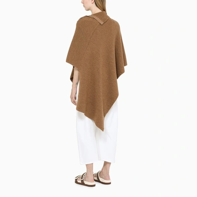 Shop Chloé Camel Wool Blend Cape In Brown