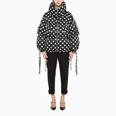 Shop Dolce & Gabbana Down Jacket With Polka Dot Print In Black