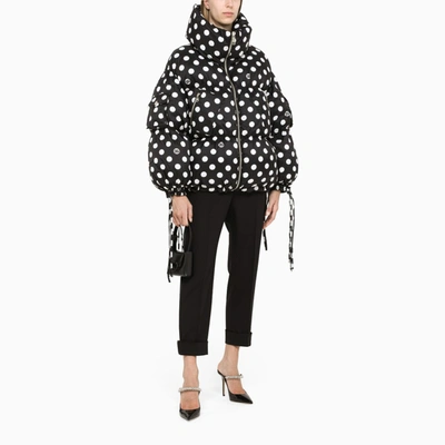 Shop Dolce & Gabbana Down Jacket With Polka Dot Print In Black