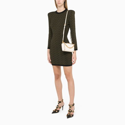 Shop Balmain Green Monogram Short Dress