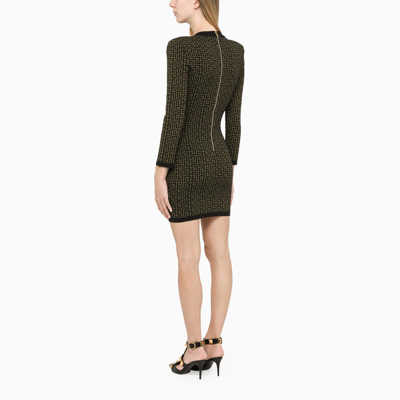 Shop Balmain Green Monogram Short Dress