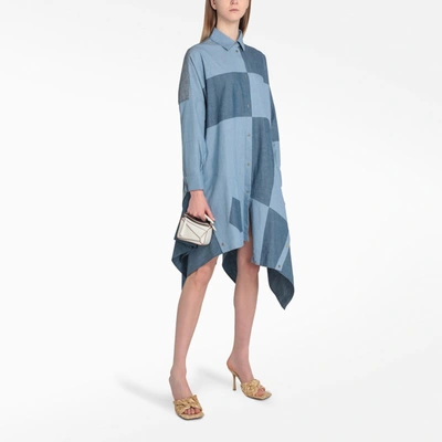 Shop Loewe Blue Oversize Patchwork Dress In Light Blue
