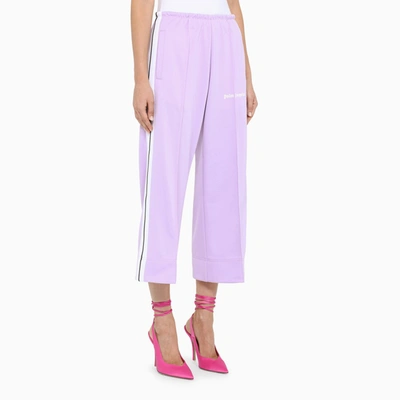 Shop Palm Angels Lilac Cropped Track Pants In Purple