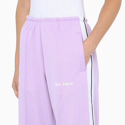 Shop Palm Angels Lilac Cropped Track Pants In Purple