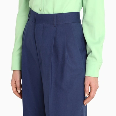 Shop Marni Blue Pleated Baggy Trousers
