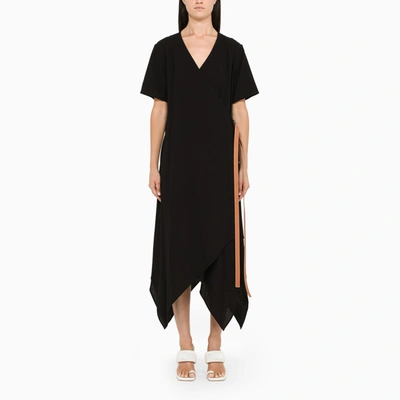 Shop Loewe Black Logo Dress With Leather Straps