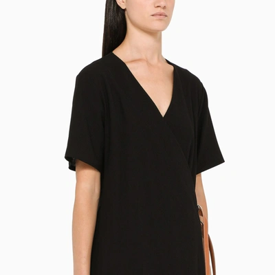 Shop Loewe Black Logo Dress With Leather Straps