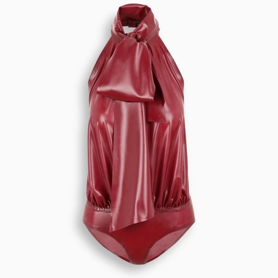 Shop Saint Laurent Plum Latex Top Body In Red