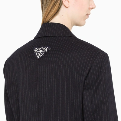 Shop Prada Pinstripe Wool Single-breasted Blazer In Blue