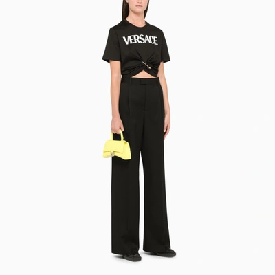 Shop Versace Black/multicolour Printed T-shirt With Pin