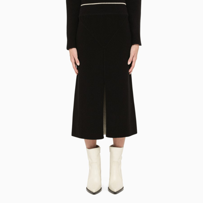 Shop Moncler Black Knit Midi Skirt