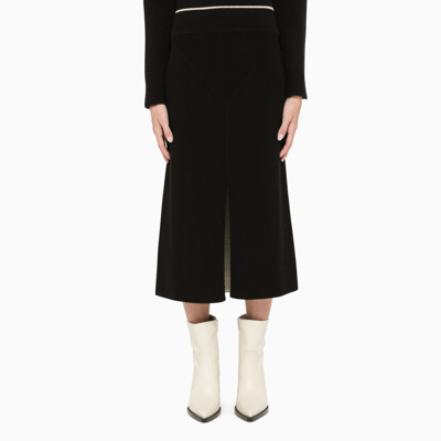 Moncler Front Slit Knit Midi Skirt In Black