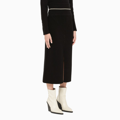 Moncler Front Slit Knit Midi Skirt In Black