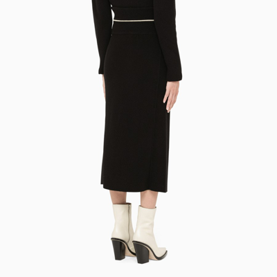 Moncler Front Slit Knit Midi Skirt In Black
