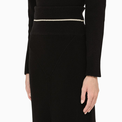 Moncler Front Slit Knit Midi Skirt In Black