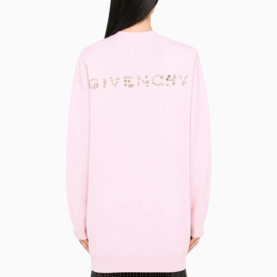 Shop Givenchy Pink Long Cardigan With Studded Logo