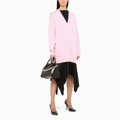 Shop Givenchy Pink Long Cardigan With Studded Logo