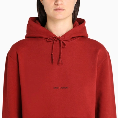 Shop Saint Laurent Red Logoed Sweatshirt Hoodie In Brown