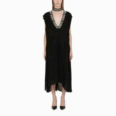Shop Prada Black Dress With Jacquard Neckline